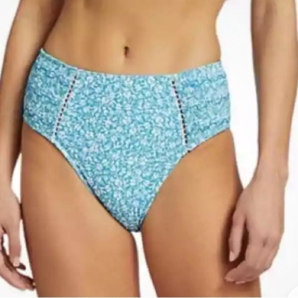 NWT Jonathan Simkhai Clara Smocked Bikini Bottoms Ditzy Floral Prairie Sz Sm